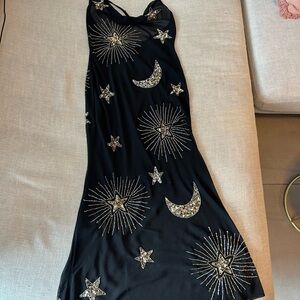 NWT ⭐️ Nasty Gal Black Dress with Star and Moon Embellishments